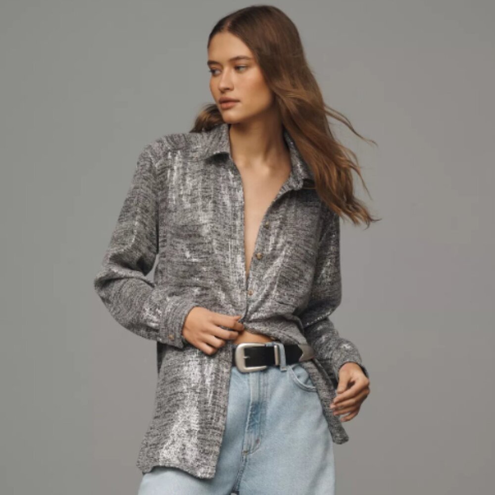 The Hadley Relaxed Buttondown Shirt by Pilcro: Shine Edition